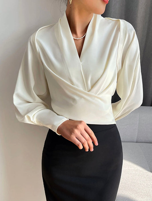 Plain V neck Blouse